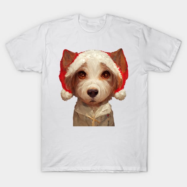 Sad Dog At Christmas T-Shirt by AbstractArt14